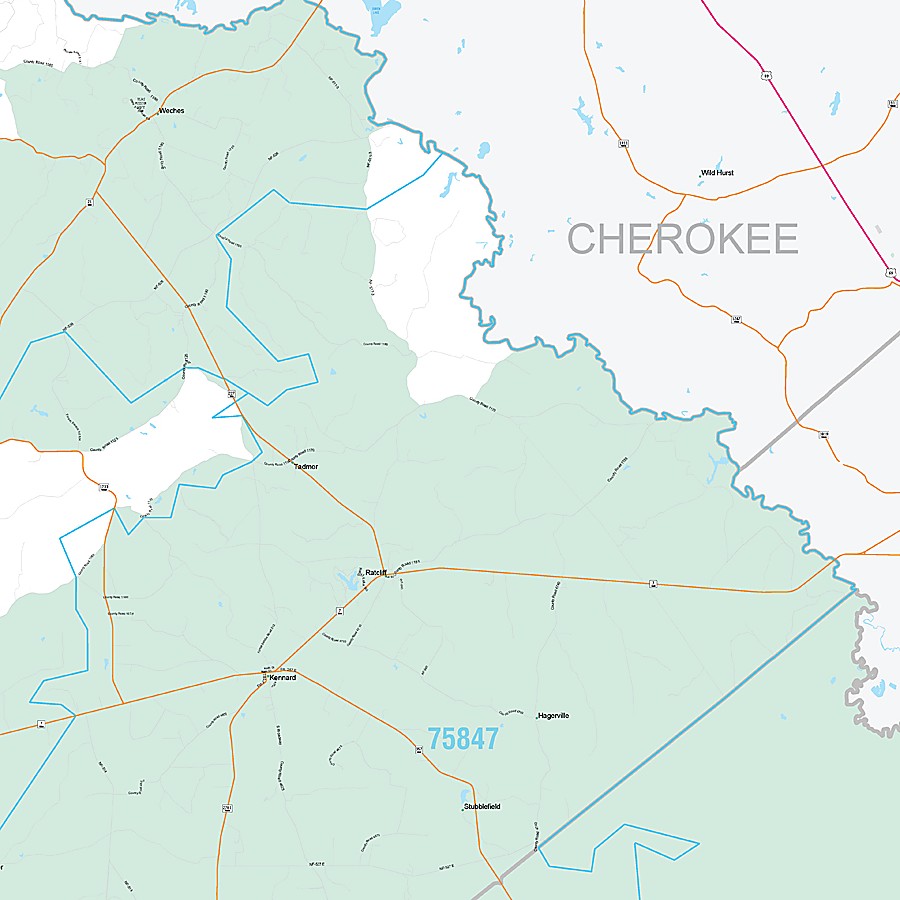 Houston County, TX Premium Style Wall Map