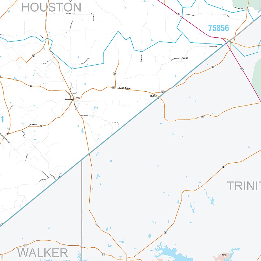 Houston County, TX Premium Style Wall Map