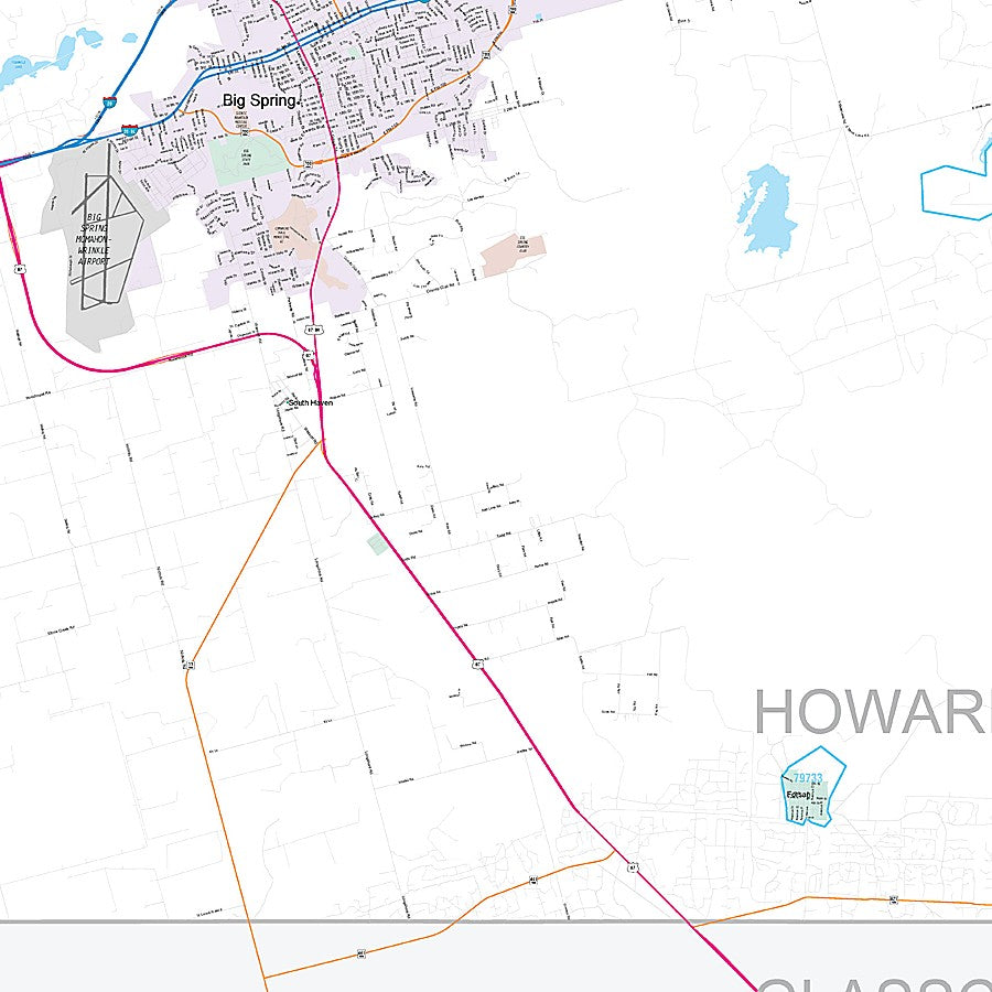 Howard County, TX Premium Style Wall Map