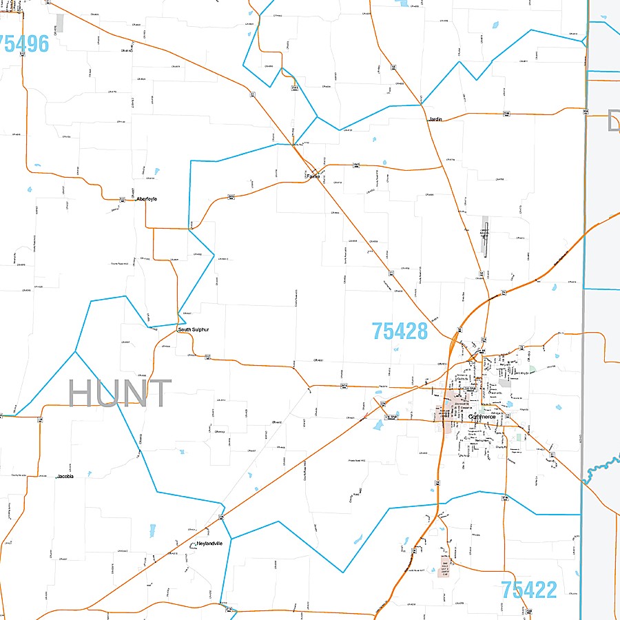 Hunt County, TX Premium Style Wall Map