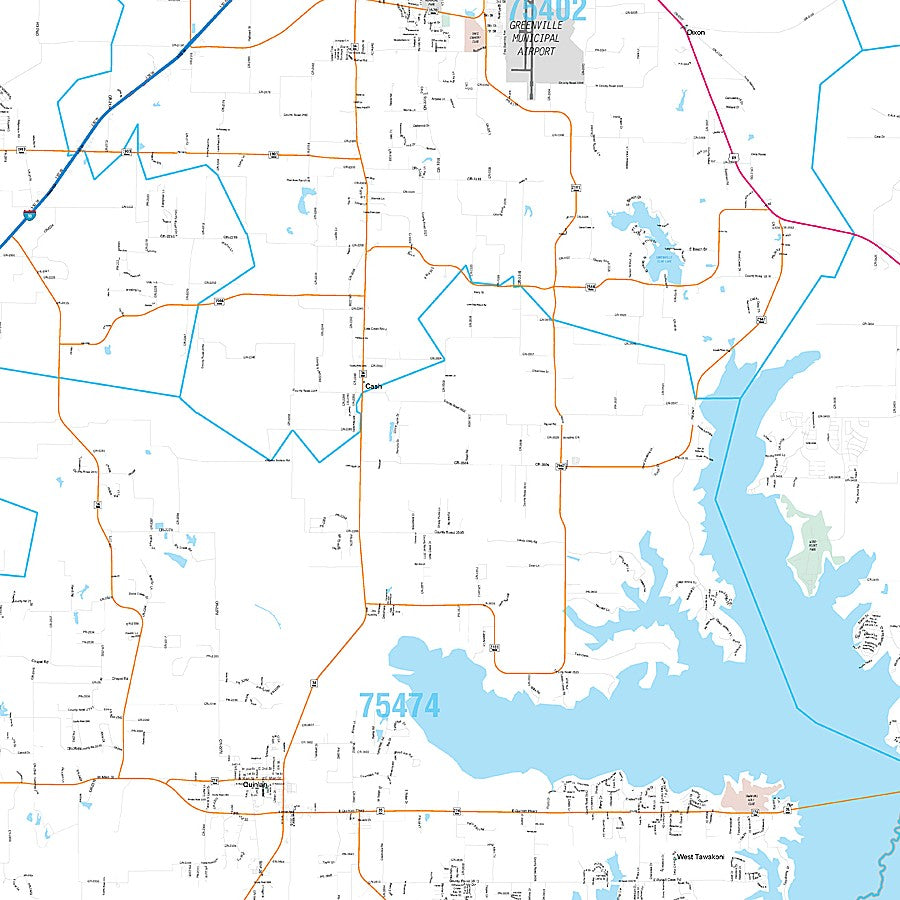 Hunt County, TX Premium Style Wall Map