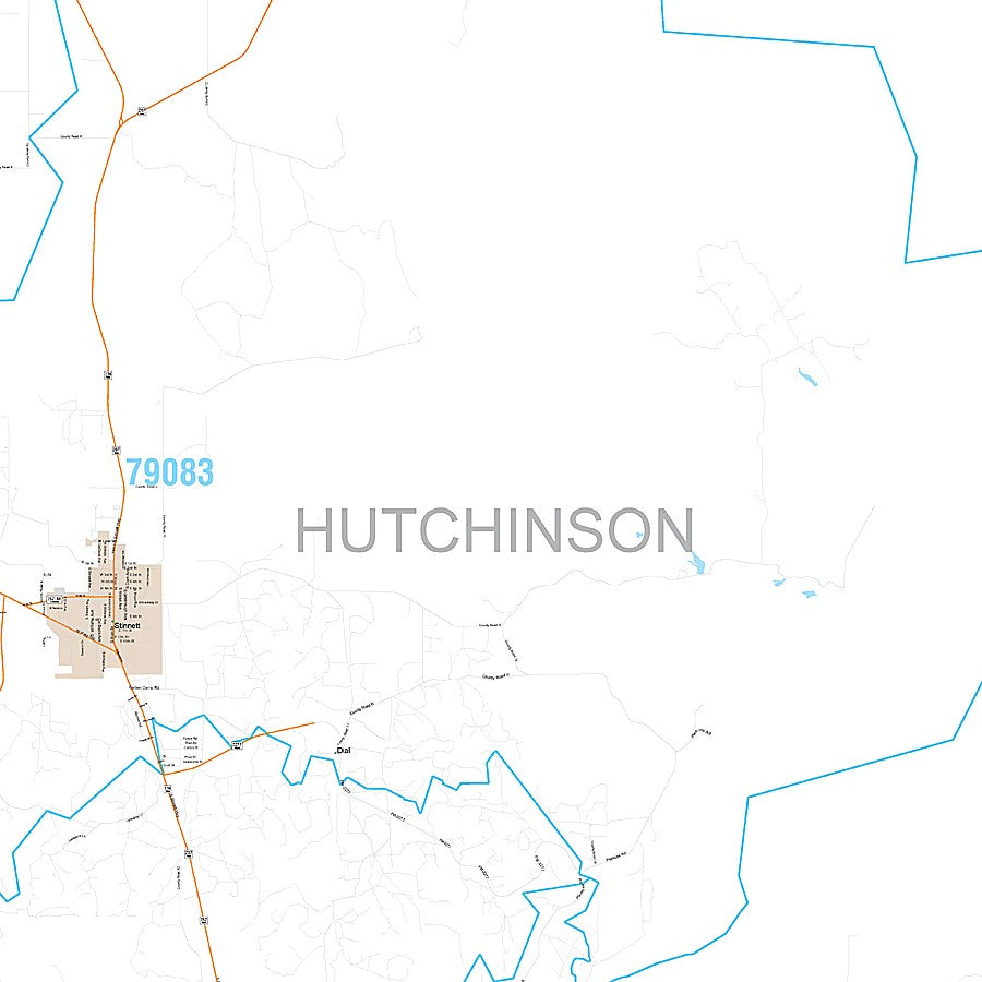 Hutchinson County, TX Premium Style Wall Map