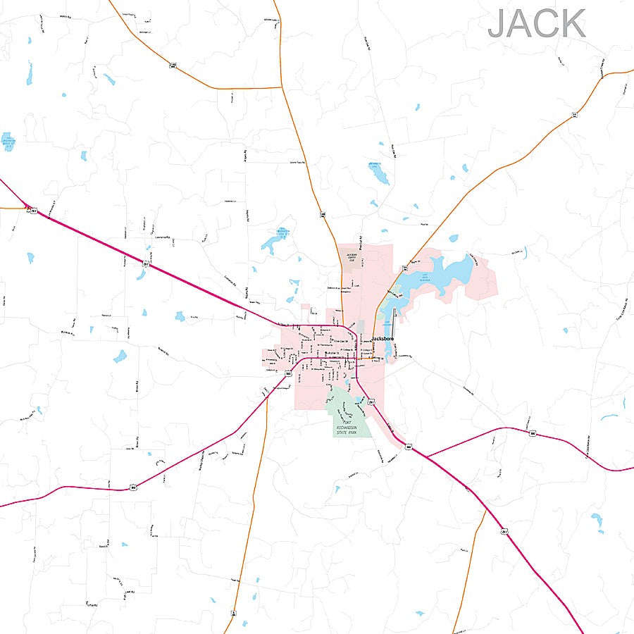 Jack County, TX Premium Style Wall Map