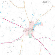 Jack County, TX Premium Style Wall Map