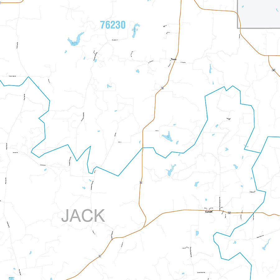 Jack County, TX Premium Style Wall Map