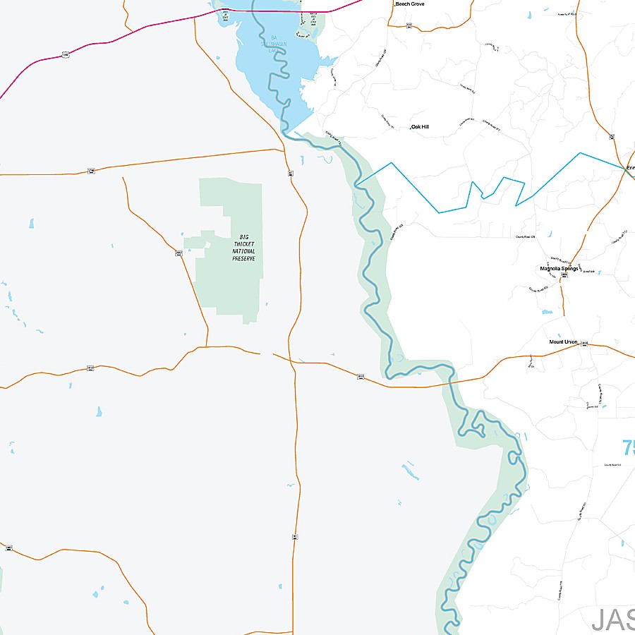 Jasper County, TX Premium Style Wall Map
