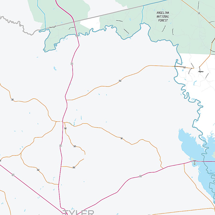 Jasper County, TX Premium Style Wall Map
