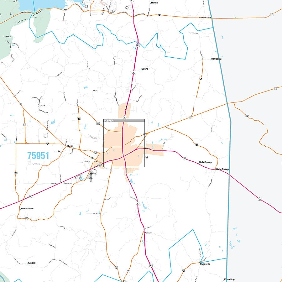 Jasper County, TX Premium Style Wall Map