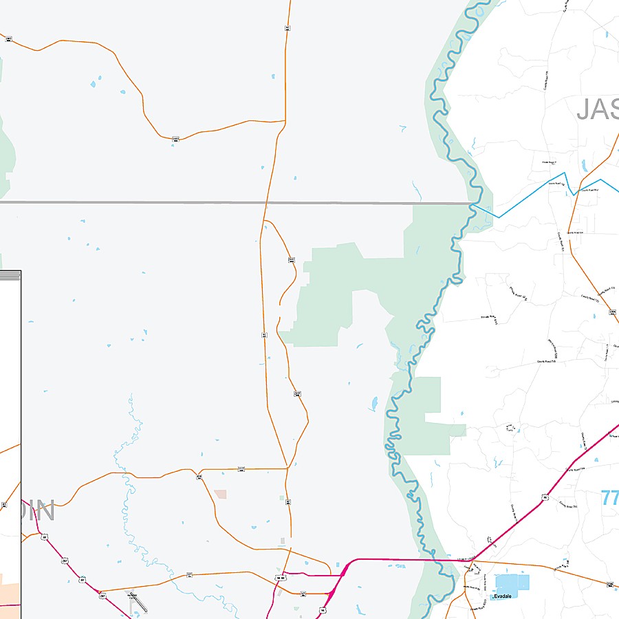 Jasper County, TX Premium Style Wall Map