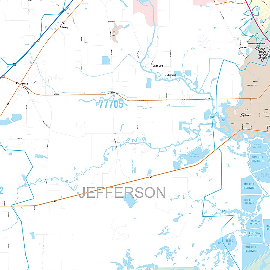 Jefferson County, TX Premium Style Wall Map