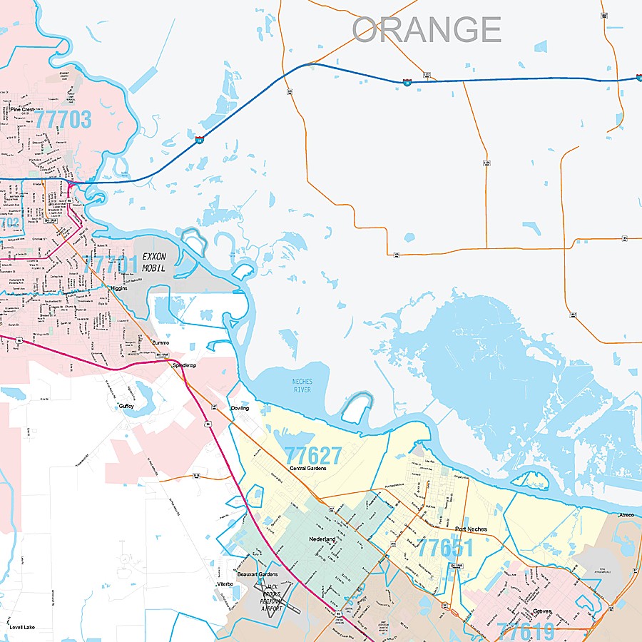 Jefferson County, TX Premium Style Wall Map