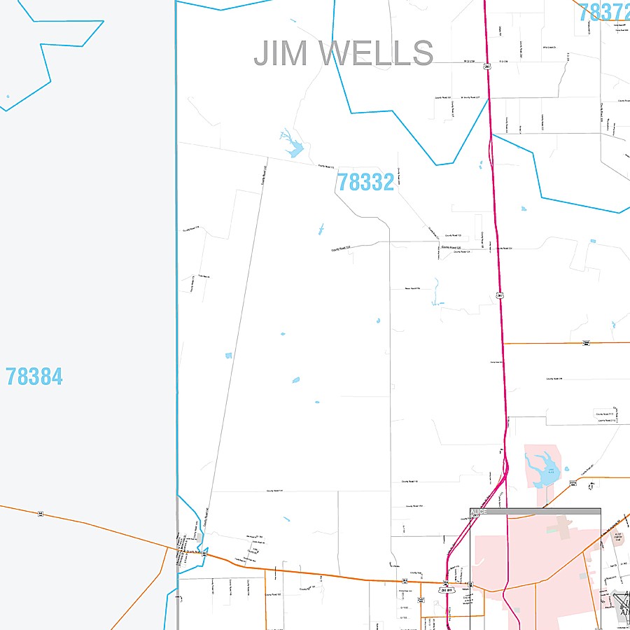 Jim Wells County, TX Premium Style Wall Map