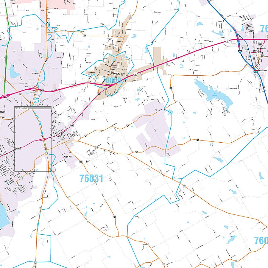 Johnson County, TX Premium Style Wall Map