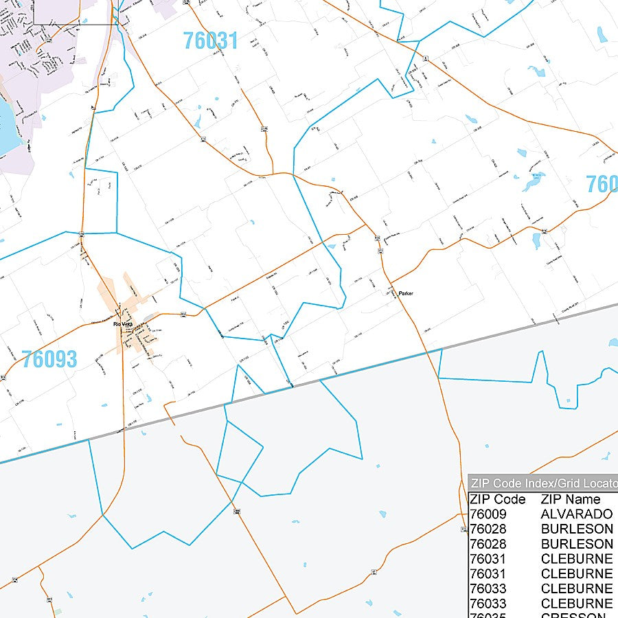 Johnson County, TX Premium Style Wall Map