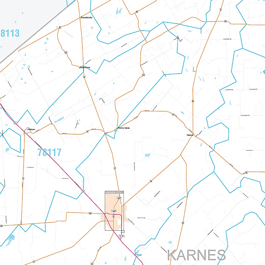 Karnes County, TX Premium Style Wall Map