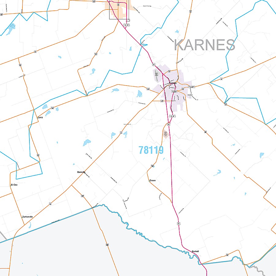 Karnes County, TX Premium Style Wall Map