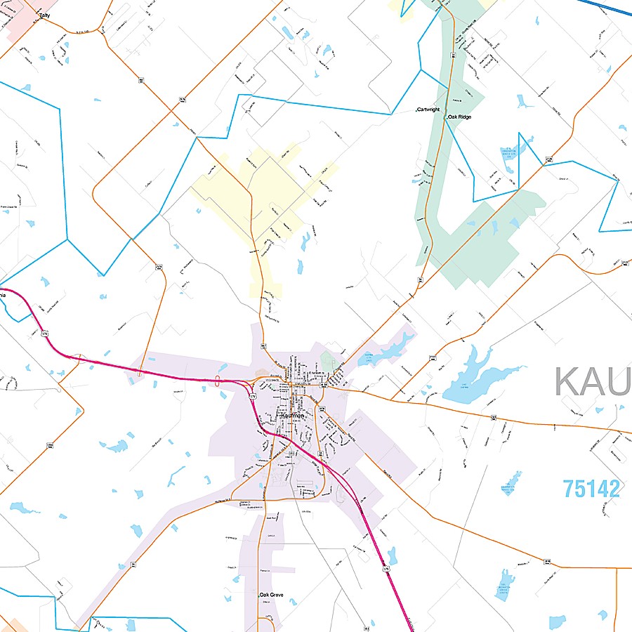 Kaufman County, TX Premium Style Wall Map