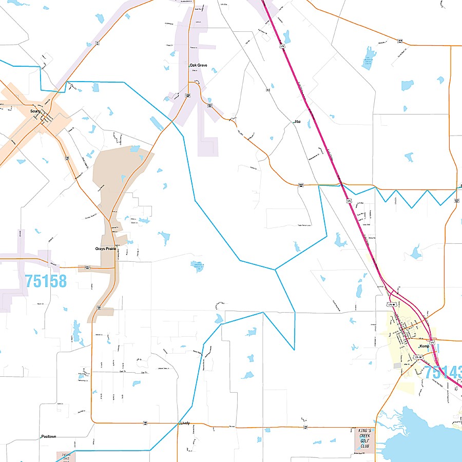 Kaufman County, TX Premium Style Wall Map