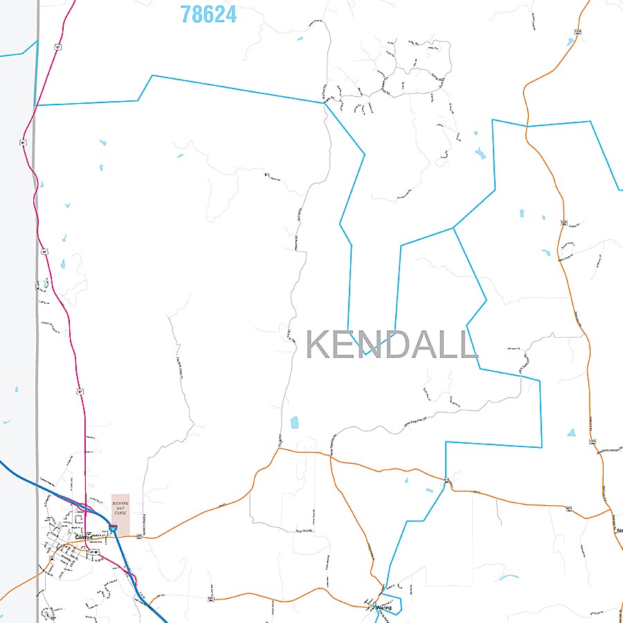 Kendall County, TX Premium Style Wall Map