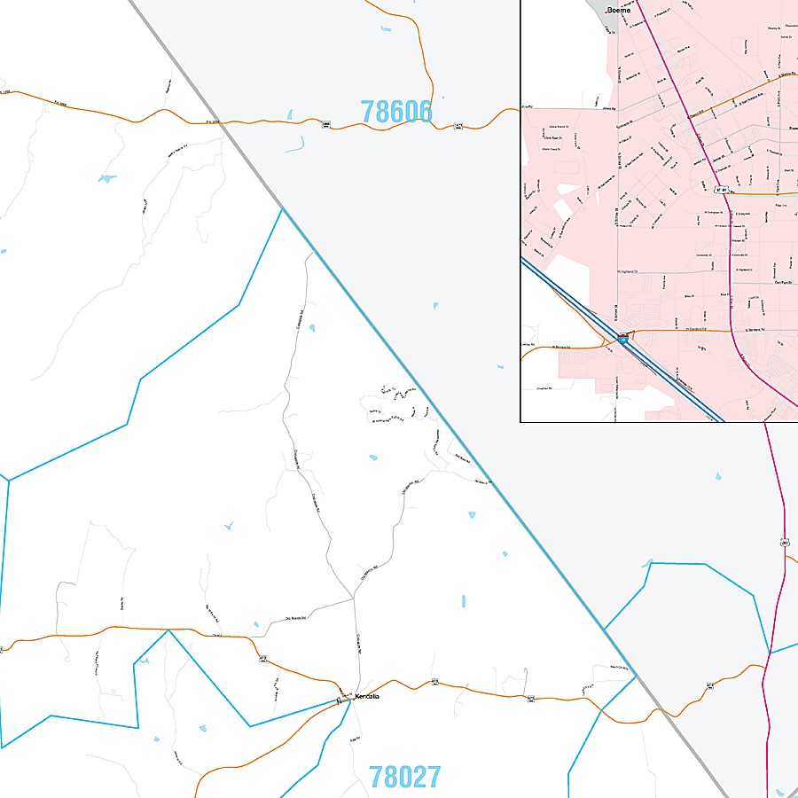 Kendall County, TX Premium Style Wall Map