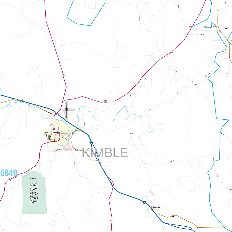 Kimble County, TX Premium Style Wall Map
