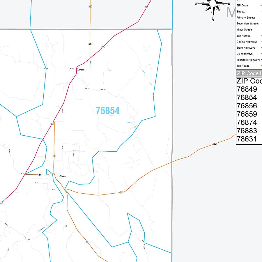 Kimble County, TX Premium Style Wall Map