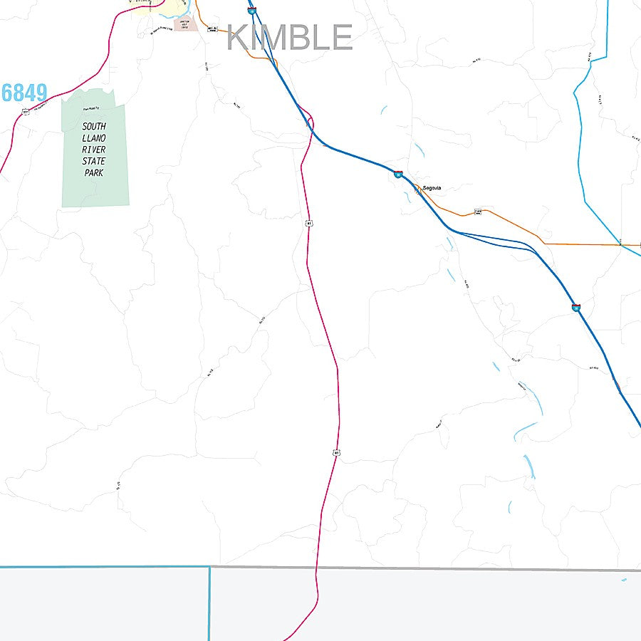 Kimble County, TX Premium Style Wall Map