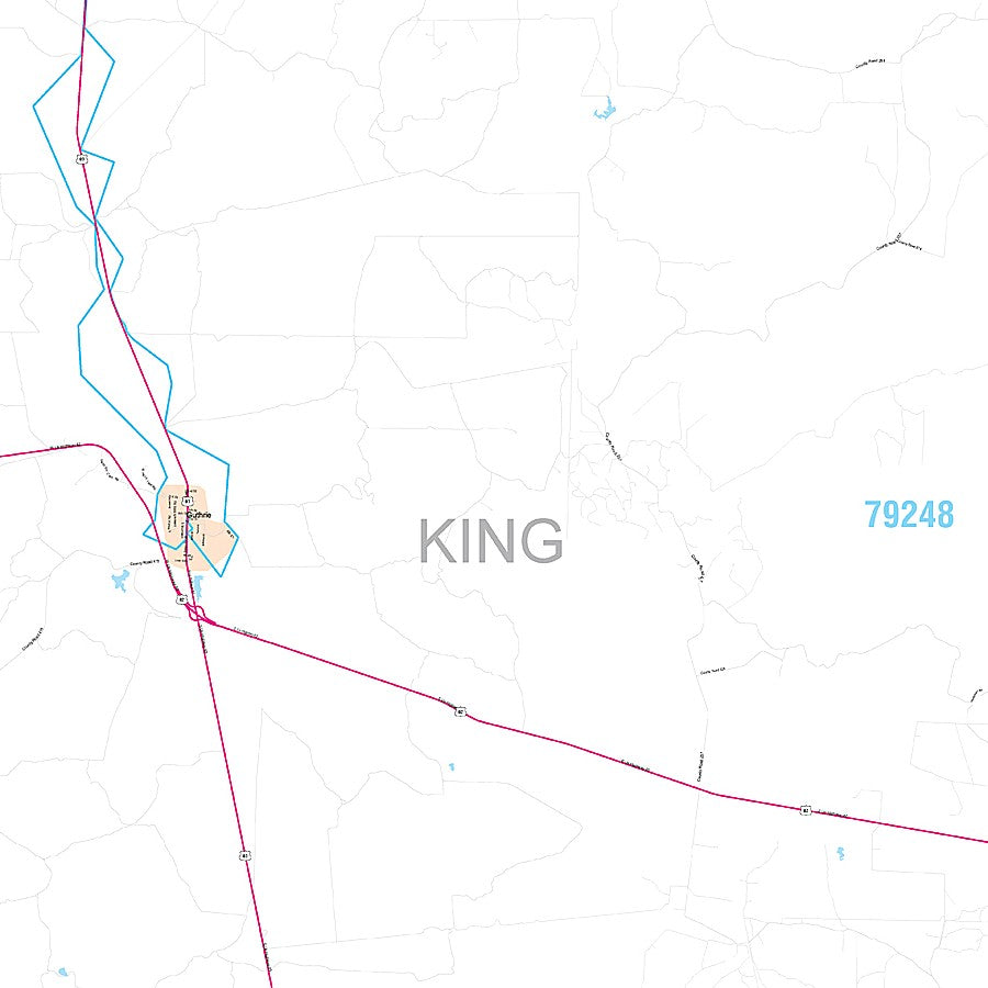 King County, TX Premium Style Wall Map