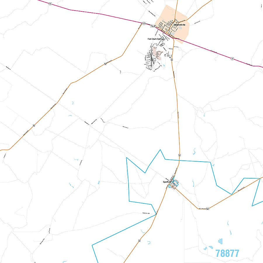 Kinney County, TX Premium Style Wall Map