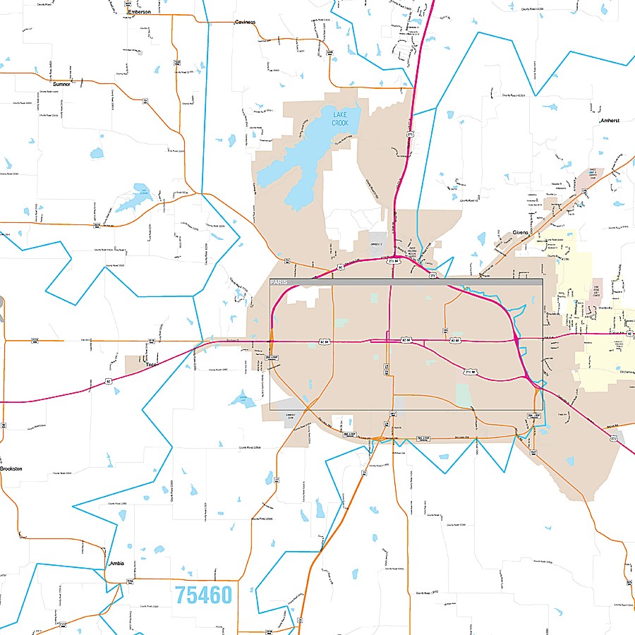 Lamar County, TX Premium Style Wall Map