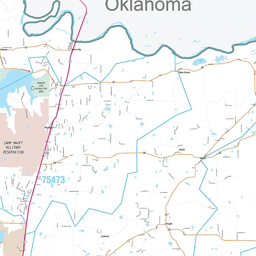 Lamar County, TX Premium Style Wall Map