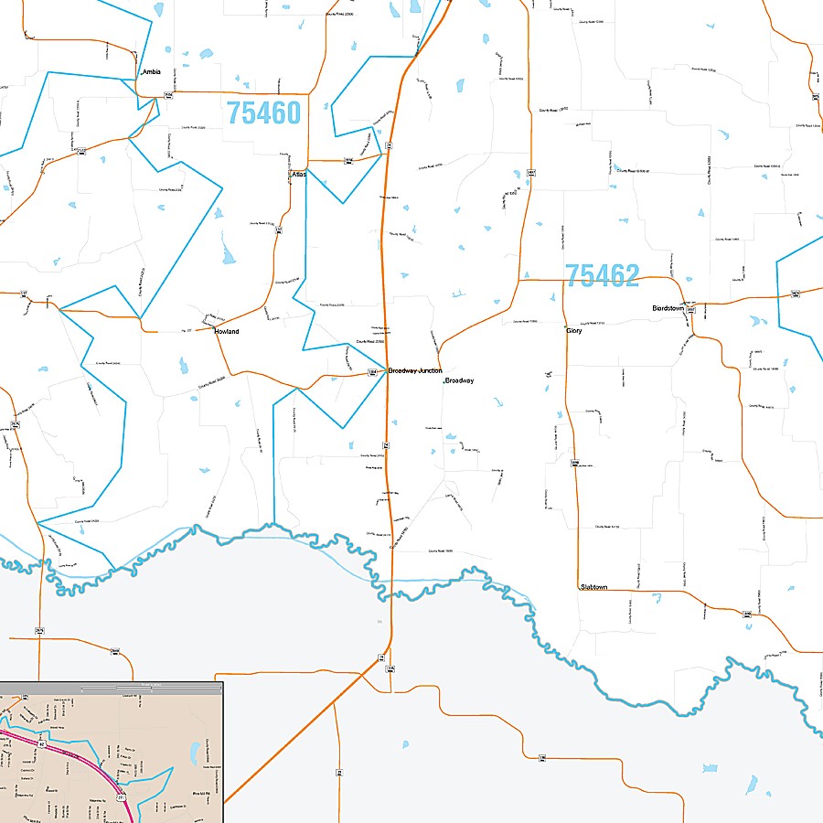 Lamar County, TX Premium Style Wall Map