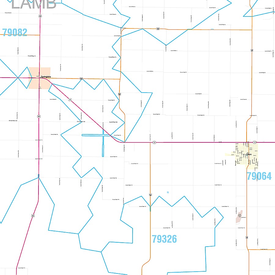 Lamb County, TX Premium Style Wall Map
