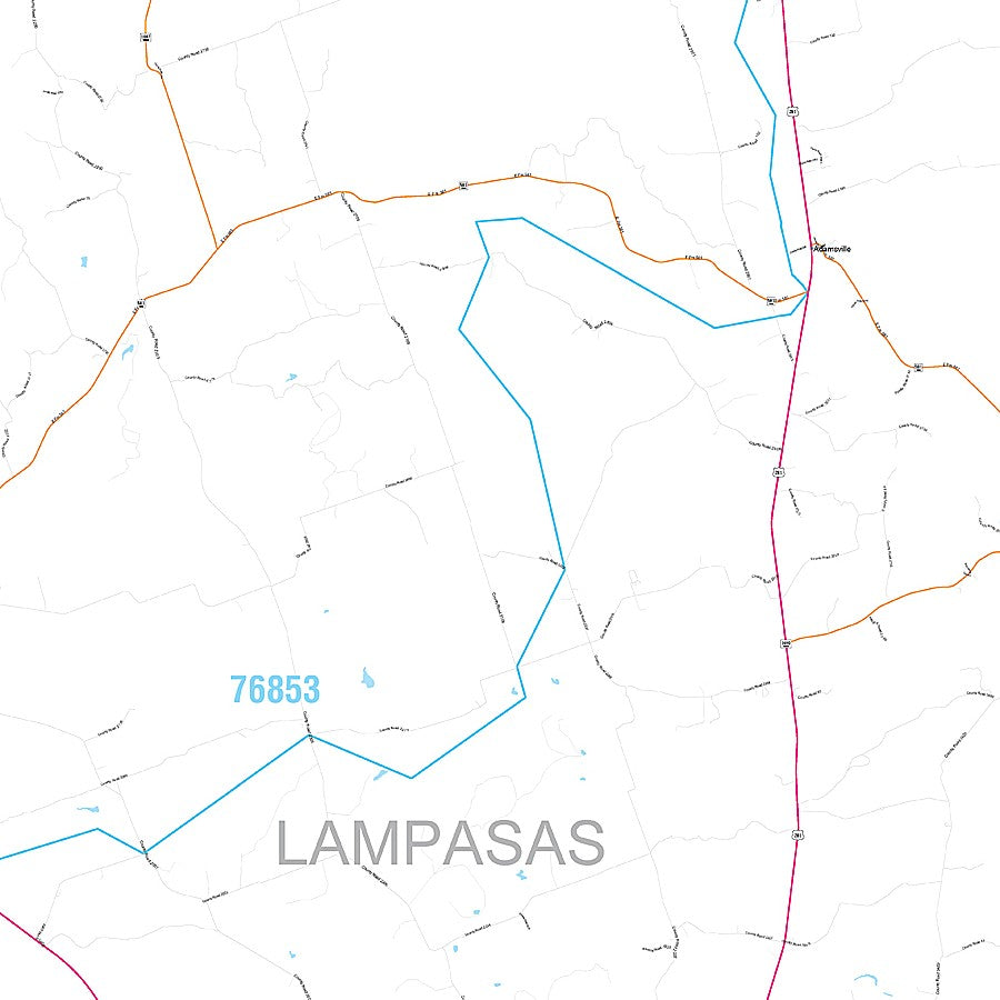 Lampasas County, TX Premium Style Wall Map