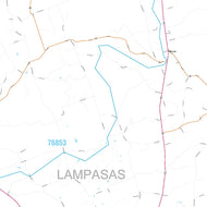 Lampasas County, TX Premium Style Wall Map