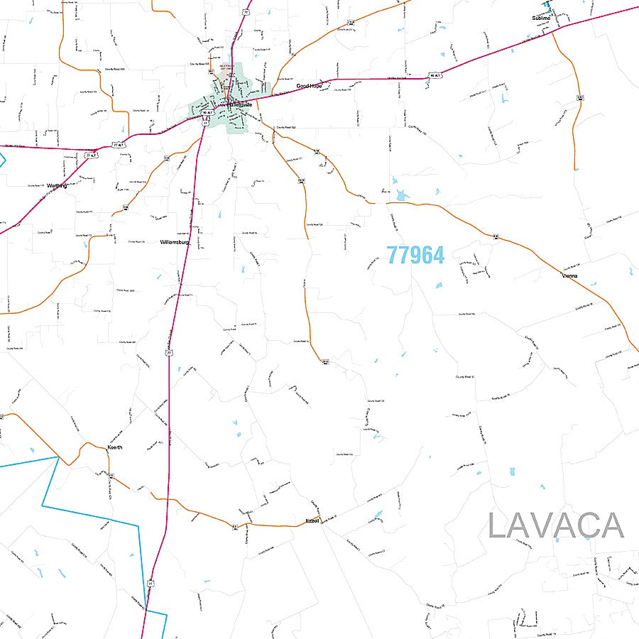 Lavaca County, TX Premium Style Wall Map