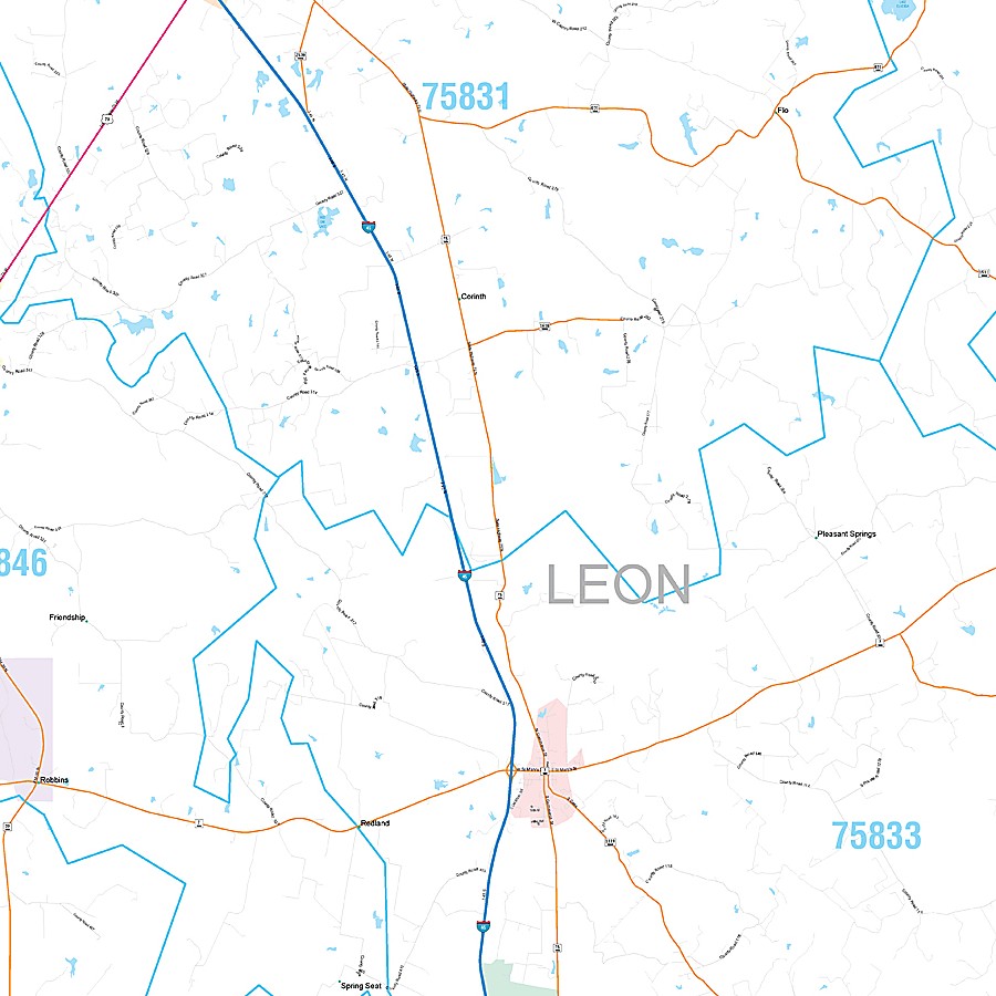 Leon County, TX Premium Style Wall Map