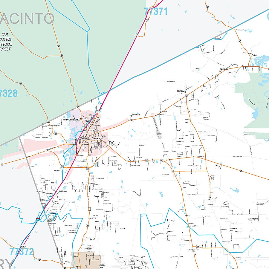 Liberty County, TX Premium Style Wall Map
