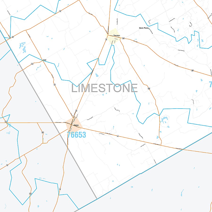 Limestone County, TX Premium Style Wall Map