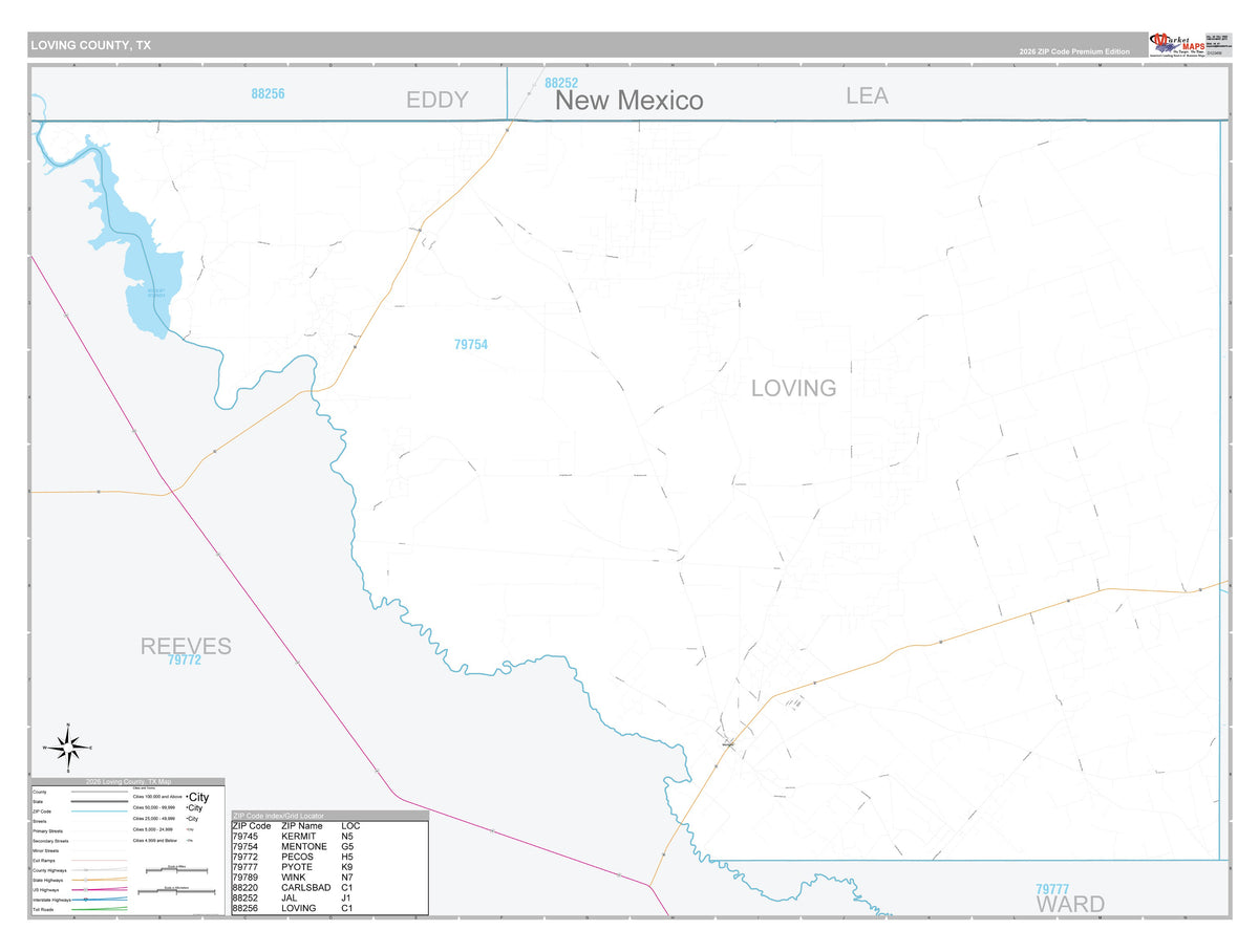 Loving County, TX Premium Style Wall Map