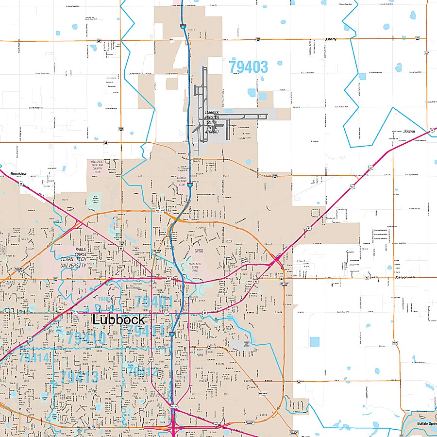 Lubbock County, TX Premium Style Wall Map