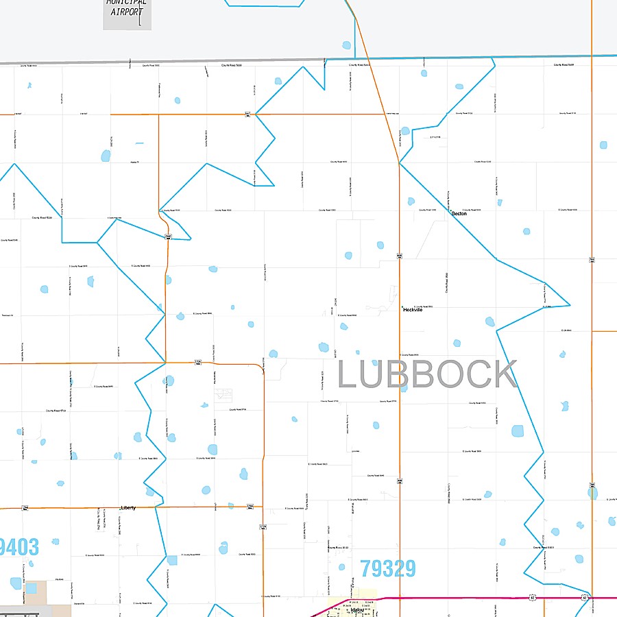 Lubbock County, TX Premium Style Wall Map