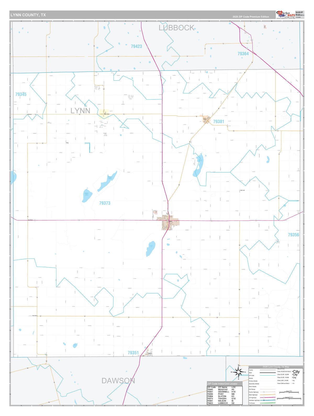 Lynn County, TX Premium Style Wall Map