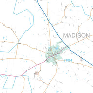 Madison County, TX Premium Style Wall Map