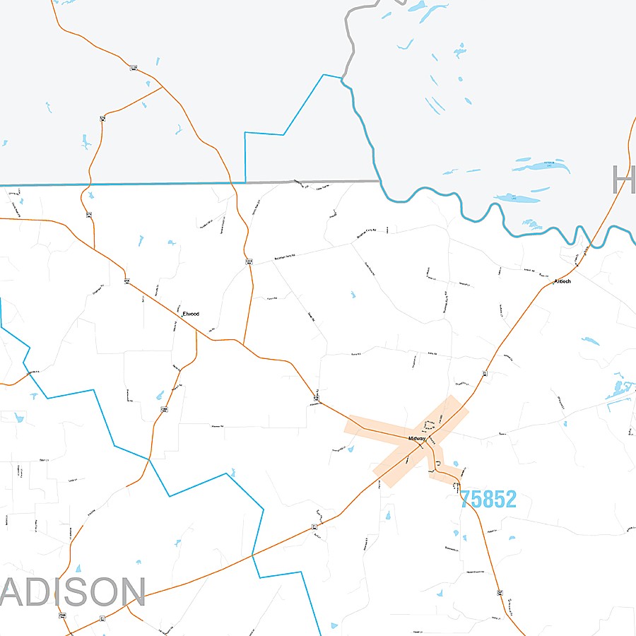 Madison County, TX Premium Style Wall Map