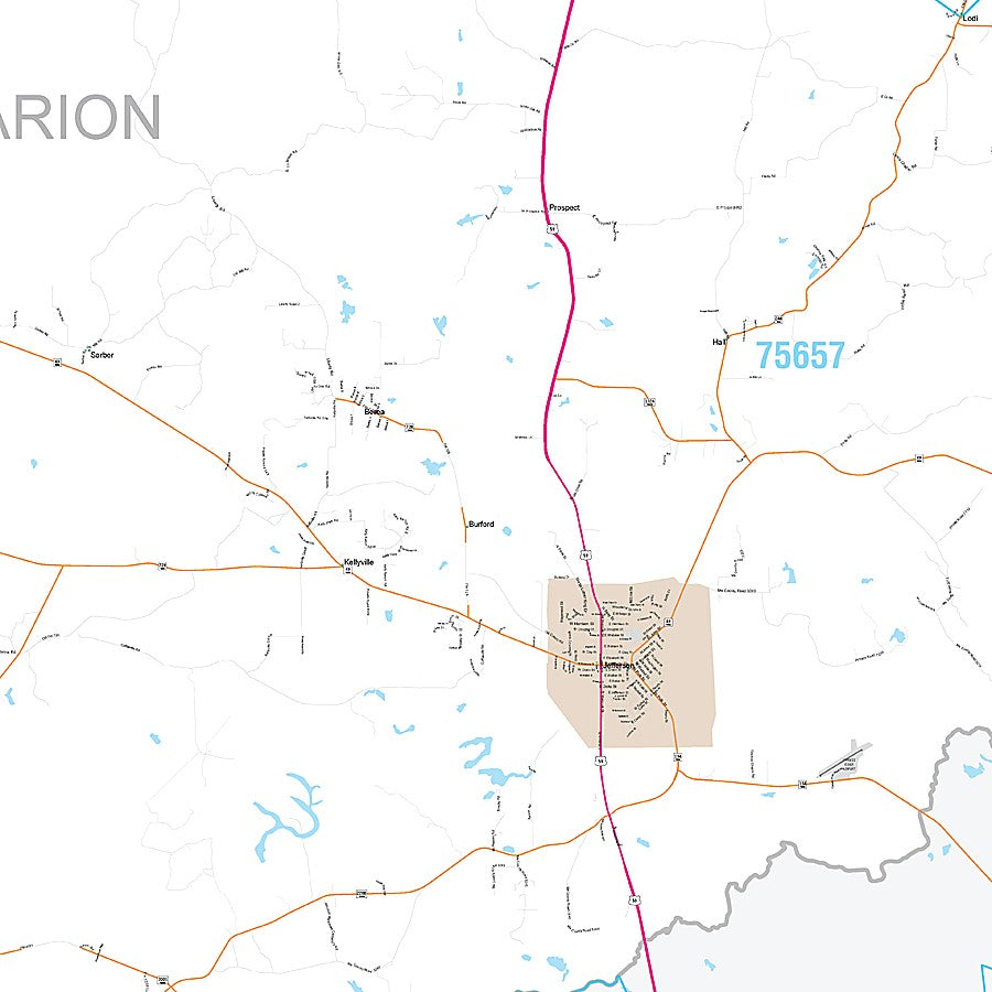 Marion County, TX Premium Style Wall Map