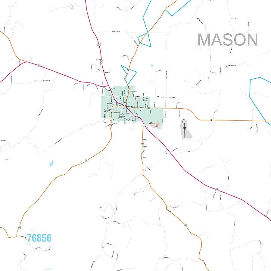 Mason County, TX Premium Style Wall Map