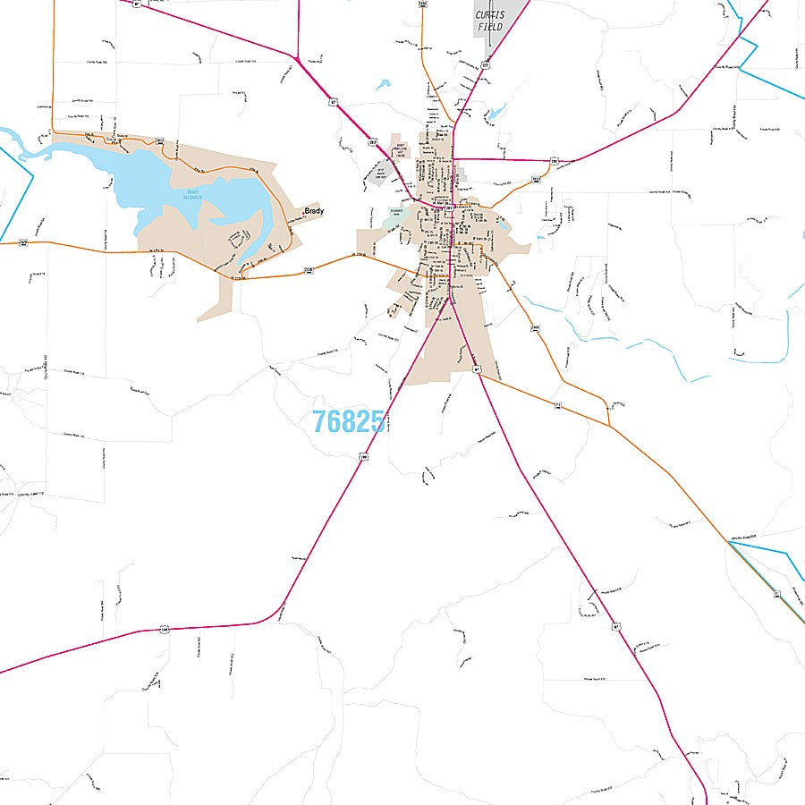 McCulloch County, TX Premium Style Wall Map