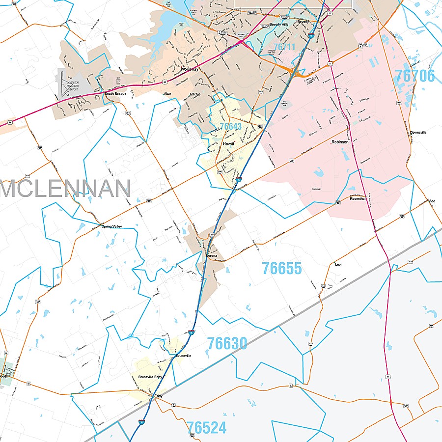 McLennan County, TX Premium Style Wall Map
