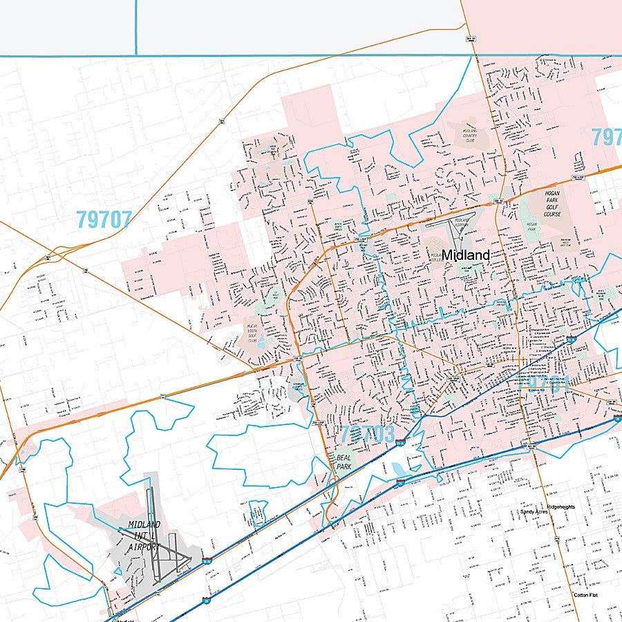 Midland County, TX Premium Style Wall Map